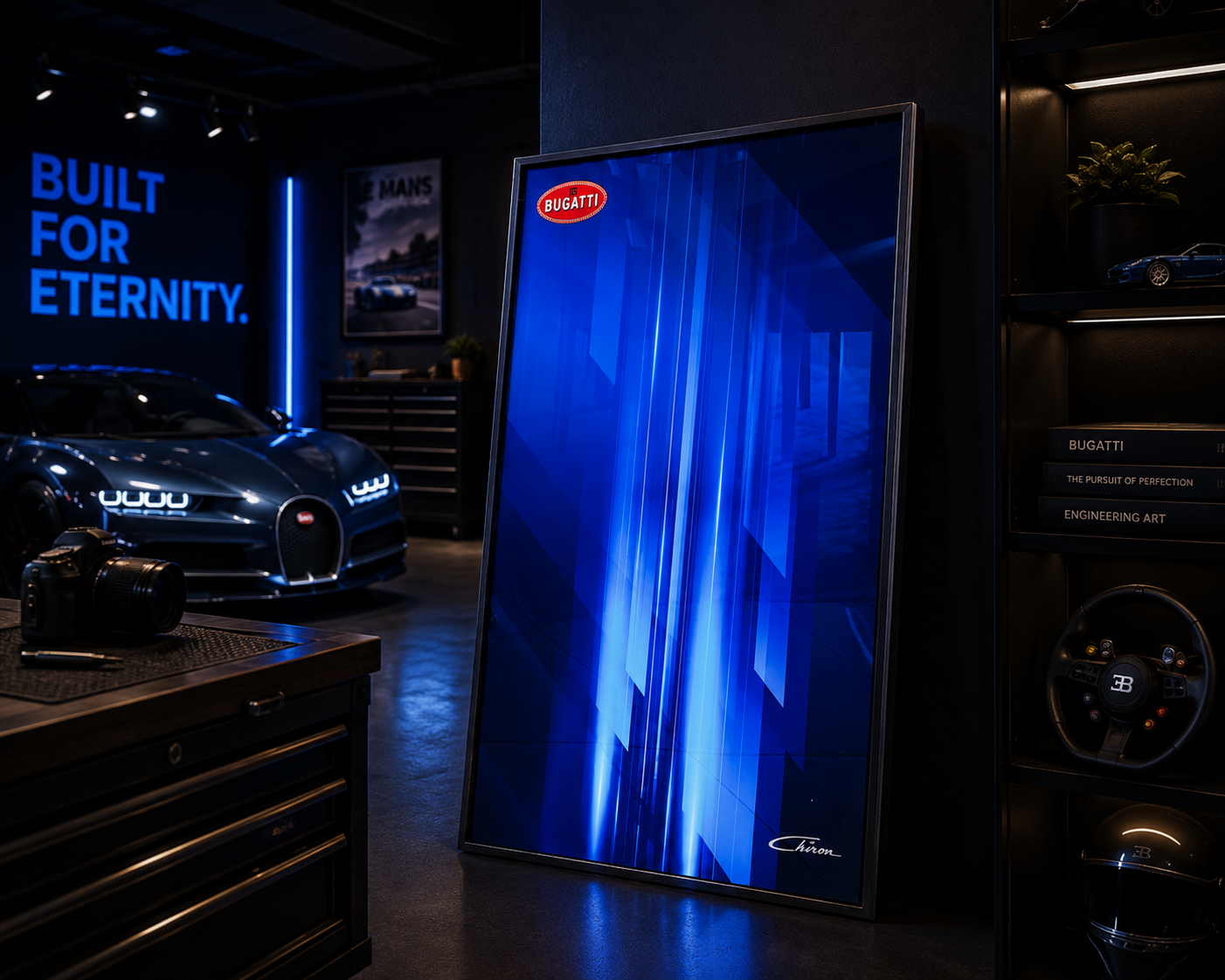 Bugatti Chiron Frame Classic — 81×51cm slimline aluminium LEGO Technic display South Africa